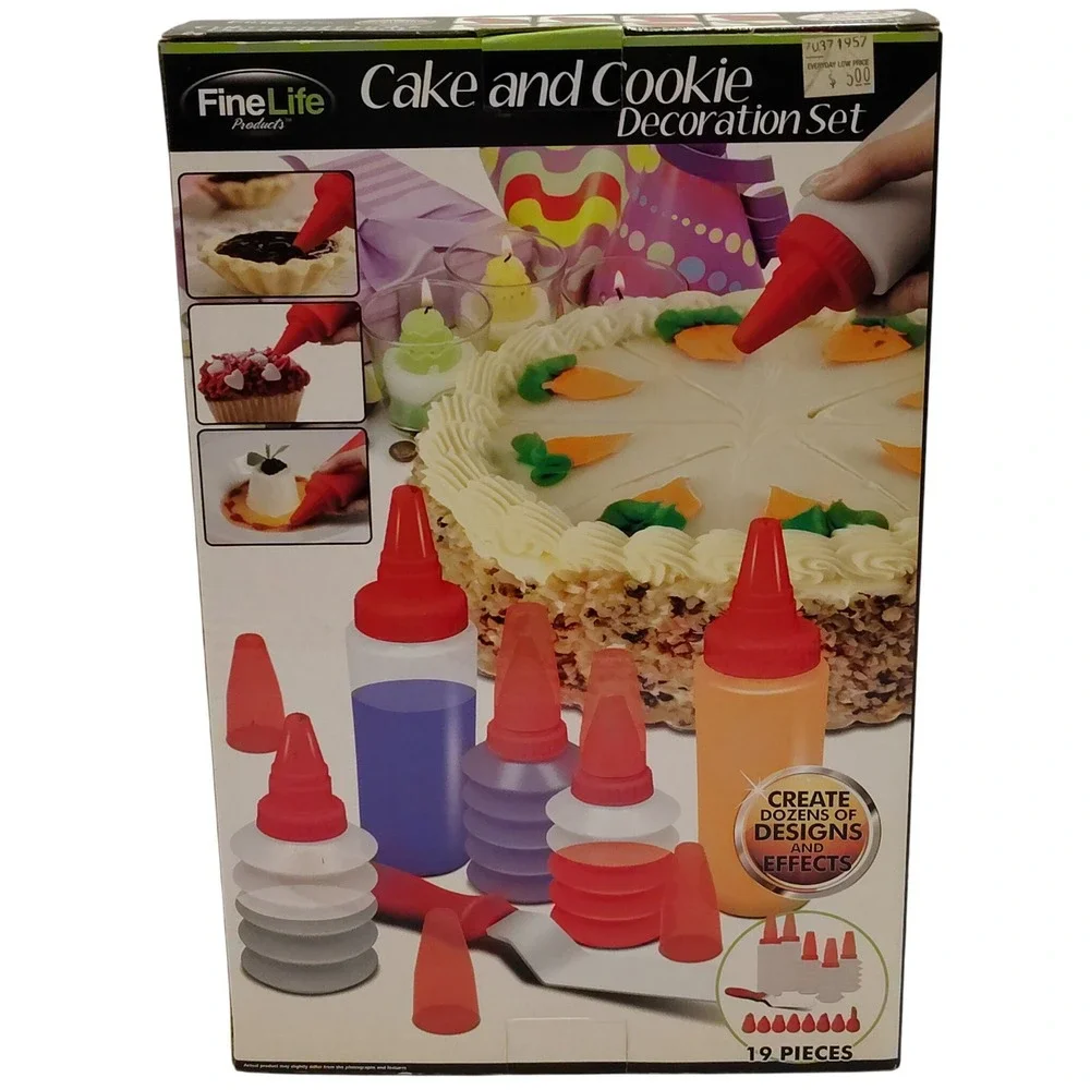 Fine Life Products Cake and Cookie Decoration Set 19 Pieces Red‎ White Black